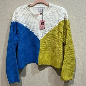 Nwt Sincerely Joules cropped oversized color block sweater. Best quality. Size M